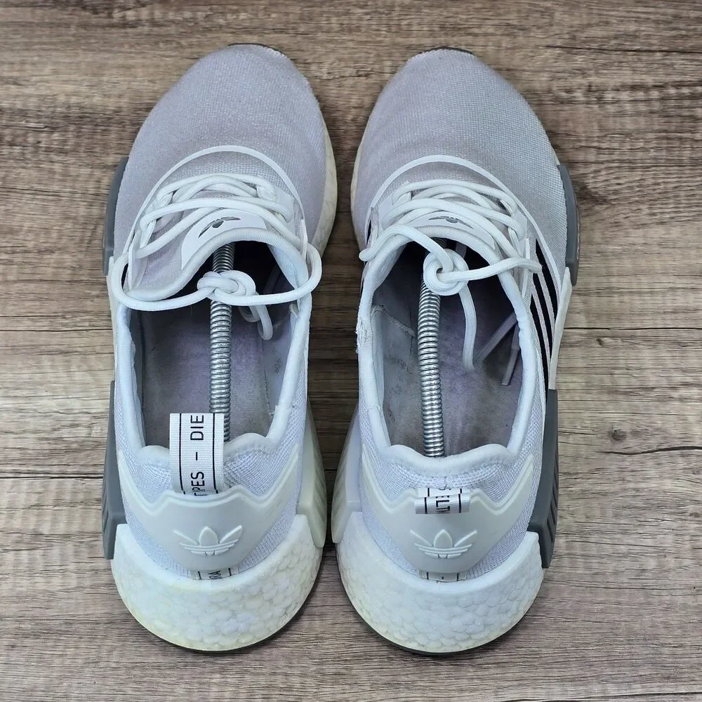 Adidas NMD_R1 Primeblue Men's Sz 12 White Black Gray Running Shoes (GZ9261) READ